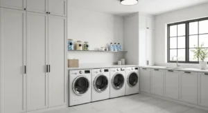 Ceiling height cabinets in small laundry room