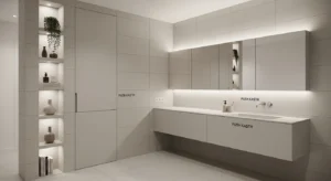 Built in storage bathroom modern idea