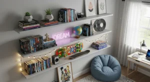 Teen room shelves