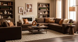 Monochrome brown living room design