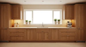 Natural wood kitchen cabinets design