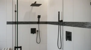 Matte black shower fixtures modern bathroom