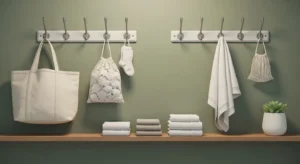 Hooks for hanging items in laundry room