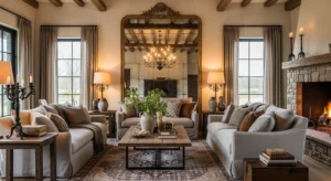 Antique decor French country living room