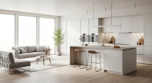Minimal open concept living room