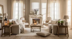 Neutral french country living room