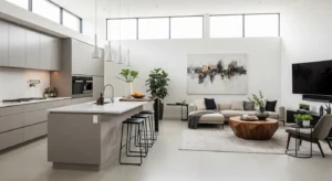 Balanced open concept layout