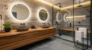 Mixed material bathroom design trend