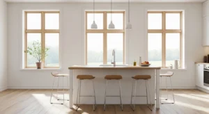 Natural light in Scandinavian kitchen