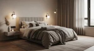 Taupe neutral bedroom color scheme