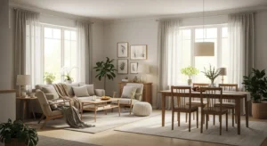 Curtains in living dining room combo