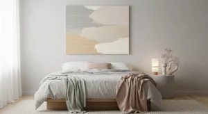 Neutral artwork bedroom decor