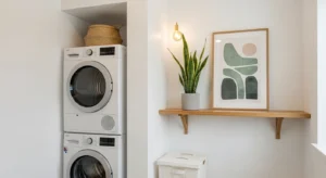Minimal decor in small laundry room