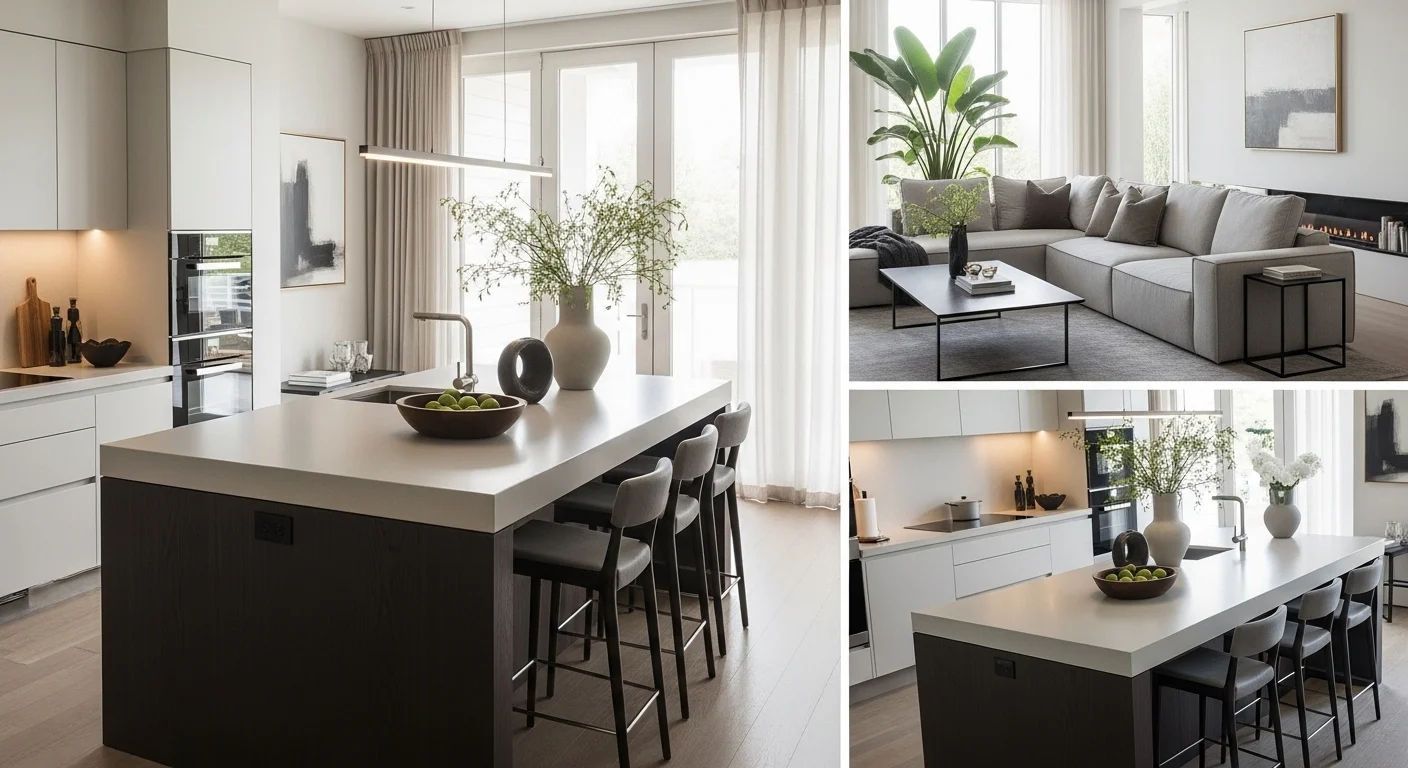 Open kitchen and living room ideas with modern spacious airy layout