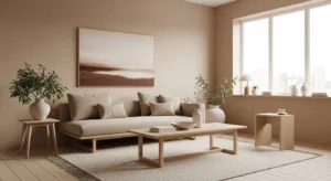 Minimal brown living room design