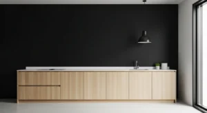 Black accent wall kitchen modern design