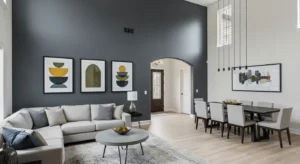 Feature wall in living dining combo