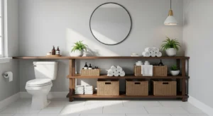 Over the toilet shelving for bathroom storage