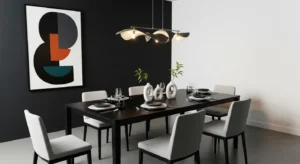 Black statement dining table modern interior