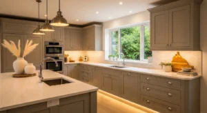 Taupe kitchen cabinets modern