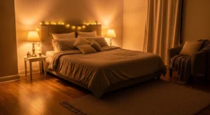 Warm bedroom lighting