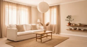 Neutral Japandi living room color palette