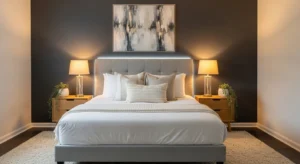 Charcoal accent wall bedroom