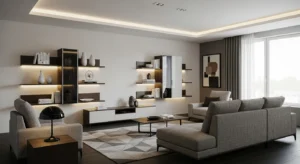 Living room with LED strip lighting for modern ambiance