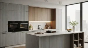 Textured kitchen cabinet design