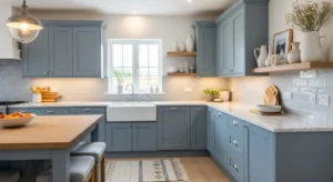Dusty blue kitchen paint color modern