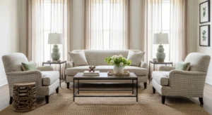 Earth tone Japandi living room