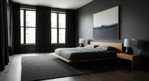 Open space dark bedroom