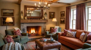 Fireplace French country living room