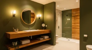 Olive green bathroom color idea