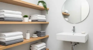 Open shelving bathroom decor idea