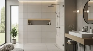Large tile shower wall modern design