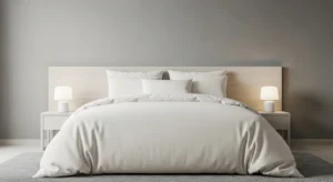 Grey and white calm bedroom color scheme