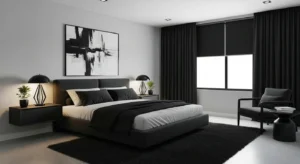 Black accents bedroom