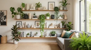 Boho shelf styling