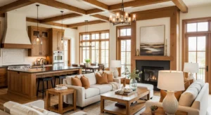Matching wood open concept design