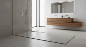 Curbless shower modern bathroom design