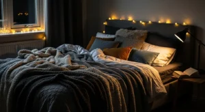 Cozy dark bedding