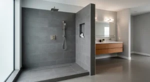 Open concept shower modern bathroom