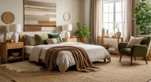 Mixed earthy color bedroom design