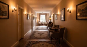 Warm hallway lighting