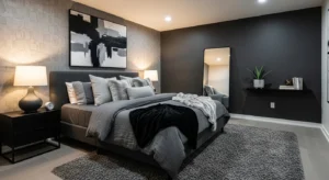 Black and grey bedroom design