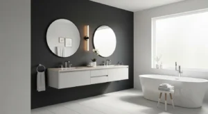 Charcoal bathroom accent wall modern