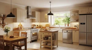 Creamy beige kitchen paint color idea