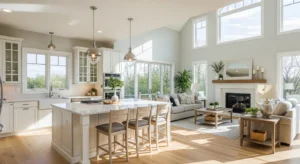 Natural light in open kitchen and living room