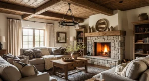 Wooden beams living room